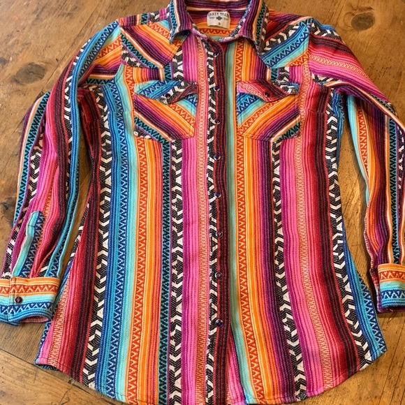 Crazy Train Multicolor Striped Snap Close Western Shirt - Picture 5 of 16